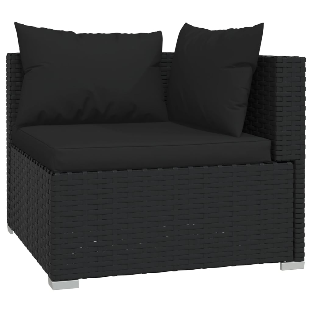 Set mobilier de grădină cu perne, 9 piese, negru, poliratan - Lando