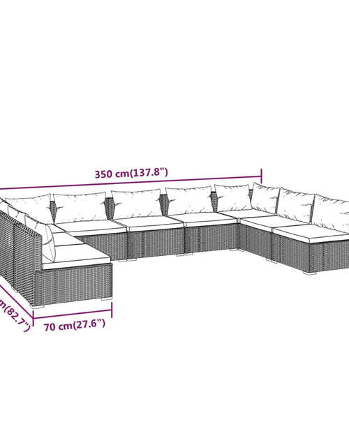 Загрузите изображение в средство просмотра галереи, Set mobilier de grădină cu perne, 9 piese, negru, poliratan - Lando
