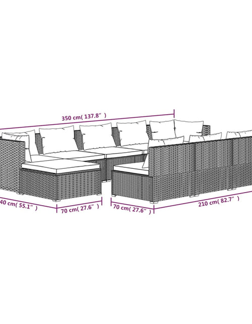 Încărcați imaginea în vizualizatorul Galerie, Set mobilier de grădină cu perne, 10 piese, maro, poliratan - Lando
