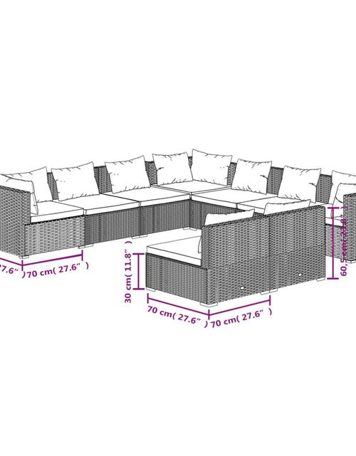 Загрузите изображение в средство просмотра галереи, Set mobilier de grădină cu perne, 9 piese, maro, poliratan - Lando
