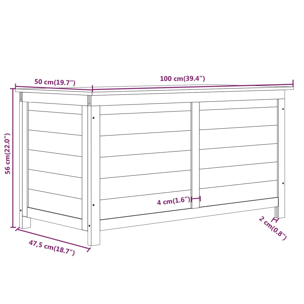 Cutie de perne de exterior maro 100x50x56 cm lemn masiv brad - Lando