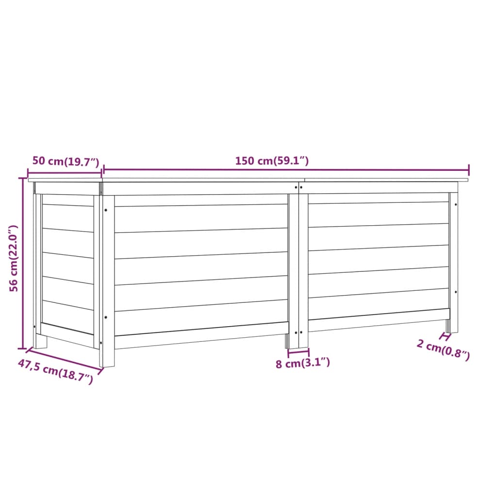 Cutie de perne de exterior antracit 150x50x56cm lemn masiv brad - Lando