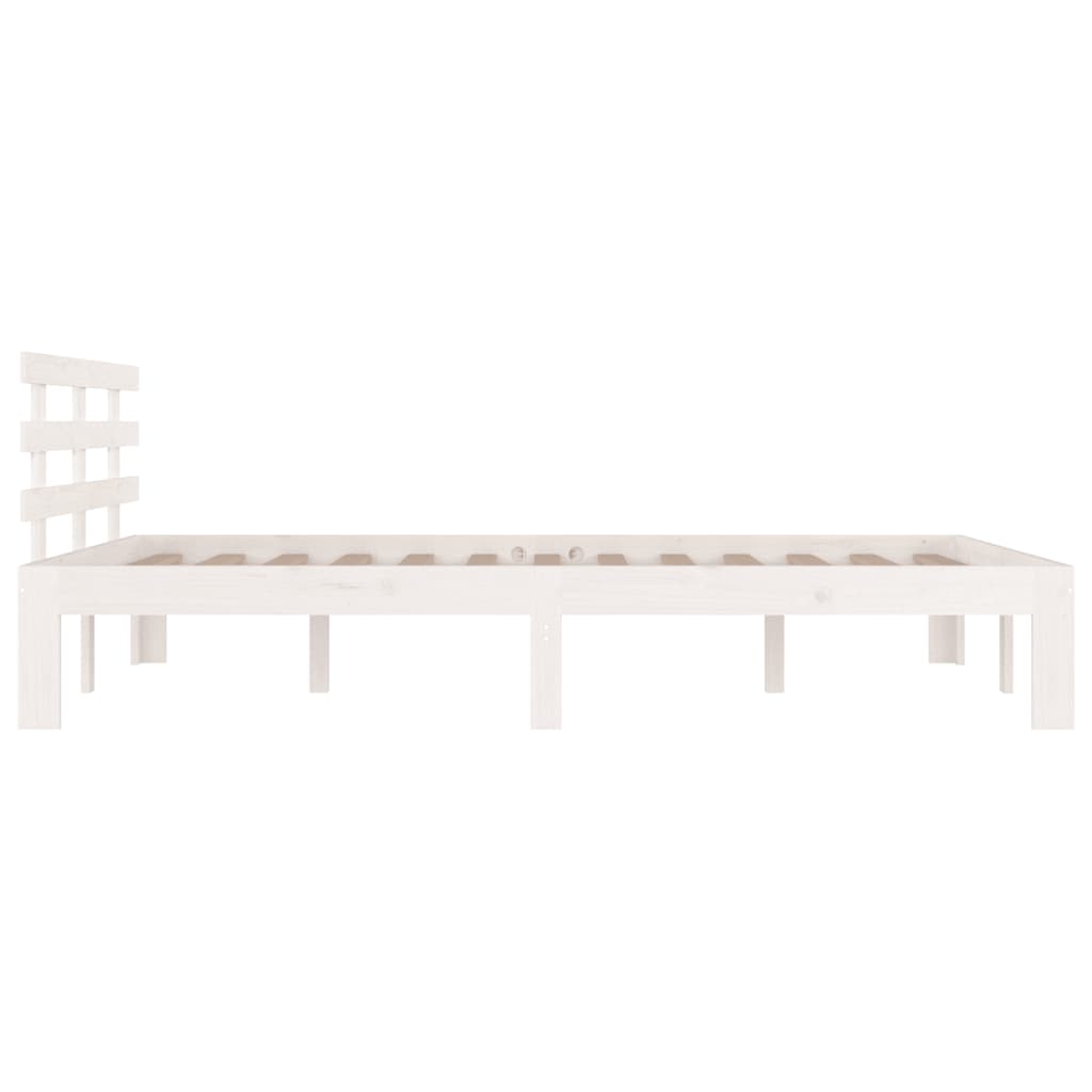 Cadru de pat Super King, alb, 180x200 cm, lemn masiv - Lando