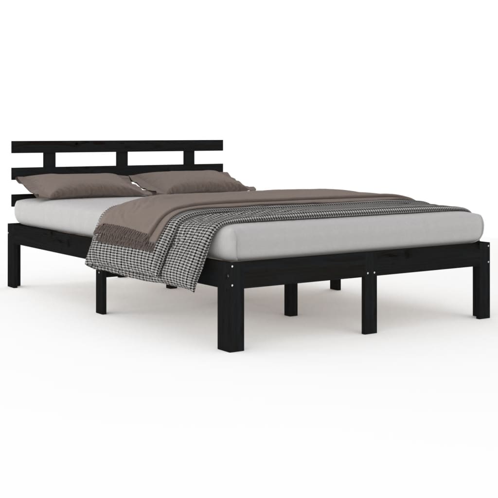 Cadru de pat, negru, 200x200 cm, lemn masiv de pin - Lando