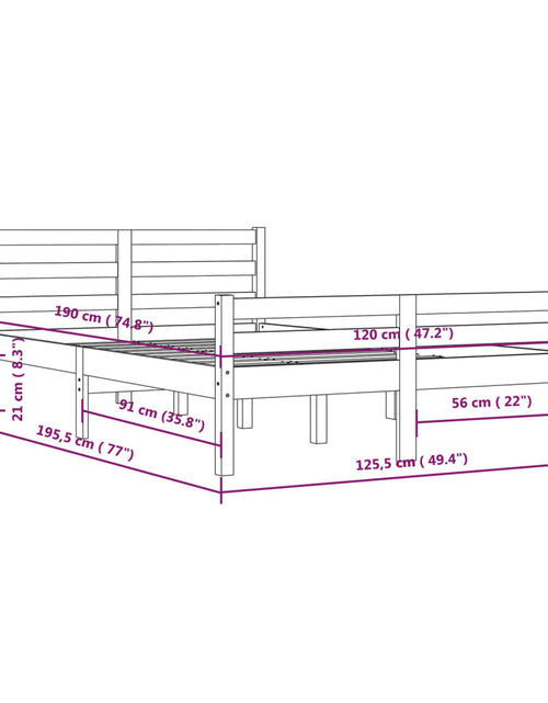 Încărcați imaginea în vizualizatorul Galerie, Cadru de pat mic dublu, gri, 120x190 cm, lemn masiv - Lando
