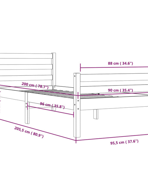 Încărcați imaginea în vizualizatorul Galerie, Cadru de pat, alb, 90x200 cm, lemn masiv de pin
