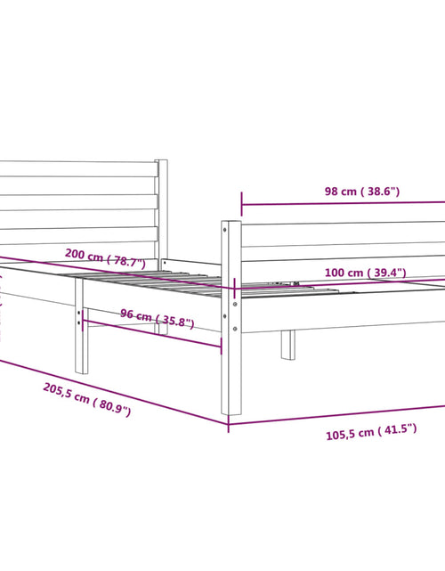 Încărcați imaginea în vizualizatorul Galerie, Cadru de pat, gri, 100x200 cm, lemn masiv de pin - Lando
