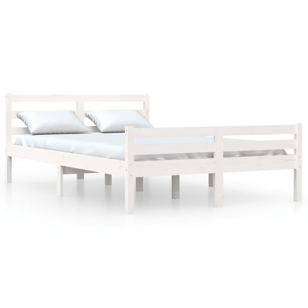 Cadru de pat, alb, 120x200 cm, lemn masiv de pin - Lando