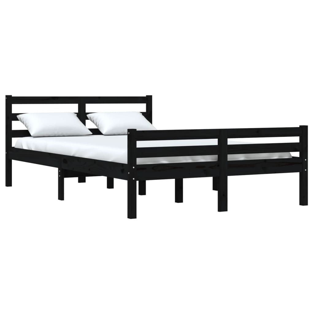 Cadru de pat, negru, 120x200 cm, lemn masiv de pin - Lando