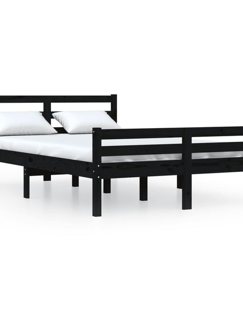 Încărcați imaginea în vizualizatorul Galerie, Cadru de pat, negru, 140x200 cm, lemn masiv de pin - Lando
