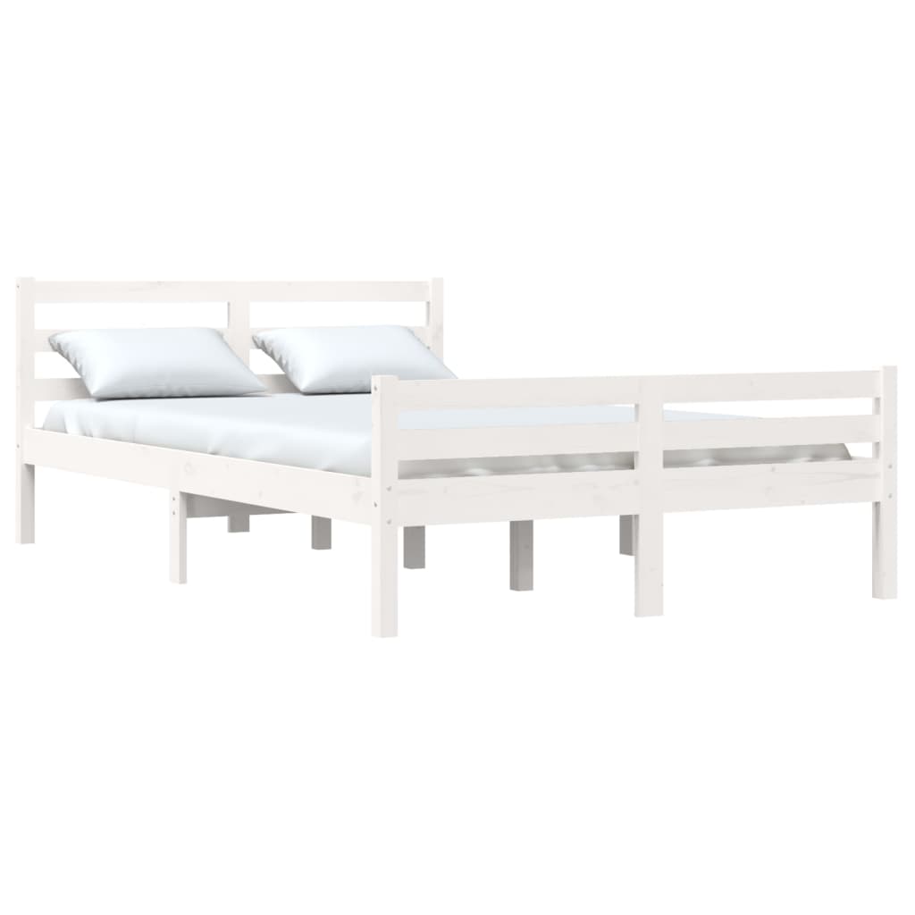 Cadru de pat, alb, 160x200 cm, lemn masiv - Lando
