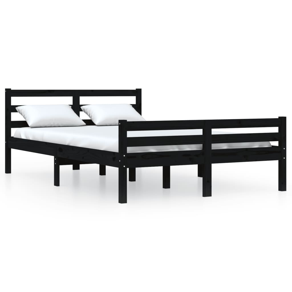 Cadru de pat, negru, 160x200 cm, lemn masiv - Lando