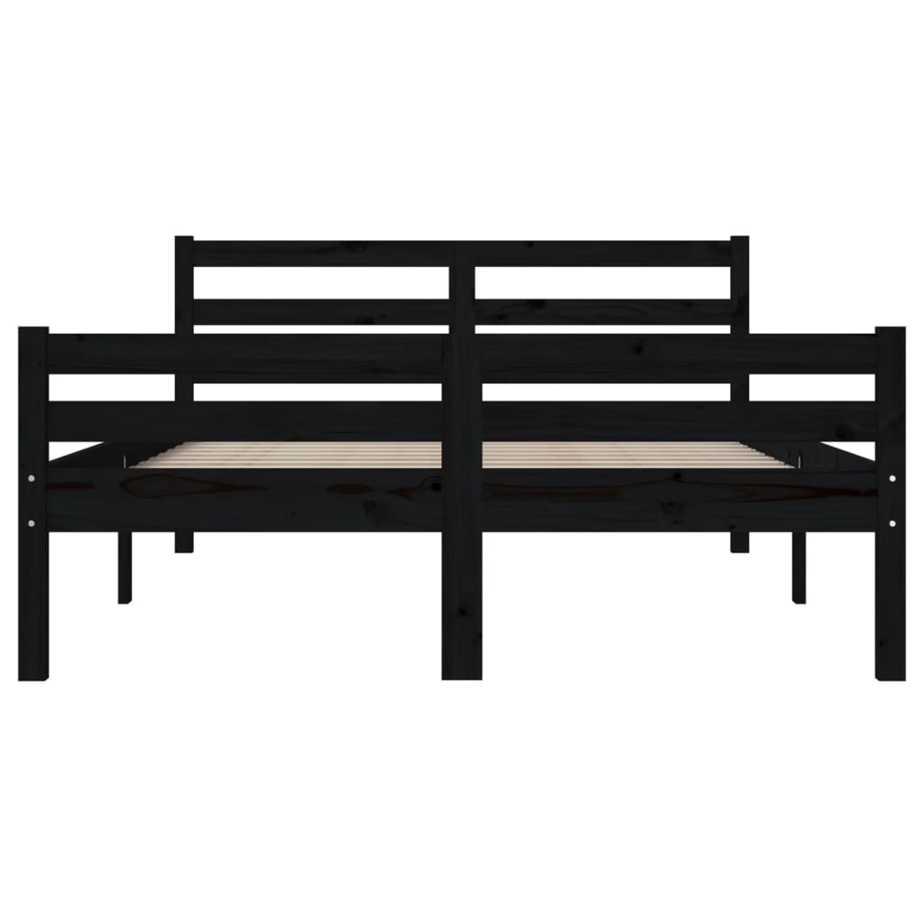Cadru de pat, negru, 160x200 cm, lemn masiv - Lando