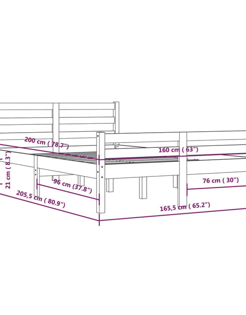 Загрузите изображение в средство просмотра галереи, Cadru de pat, negru, 160x200 cm, lemn masiv - Lando
