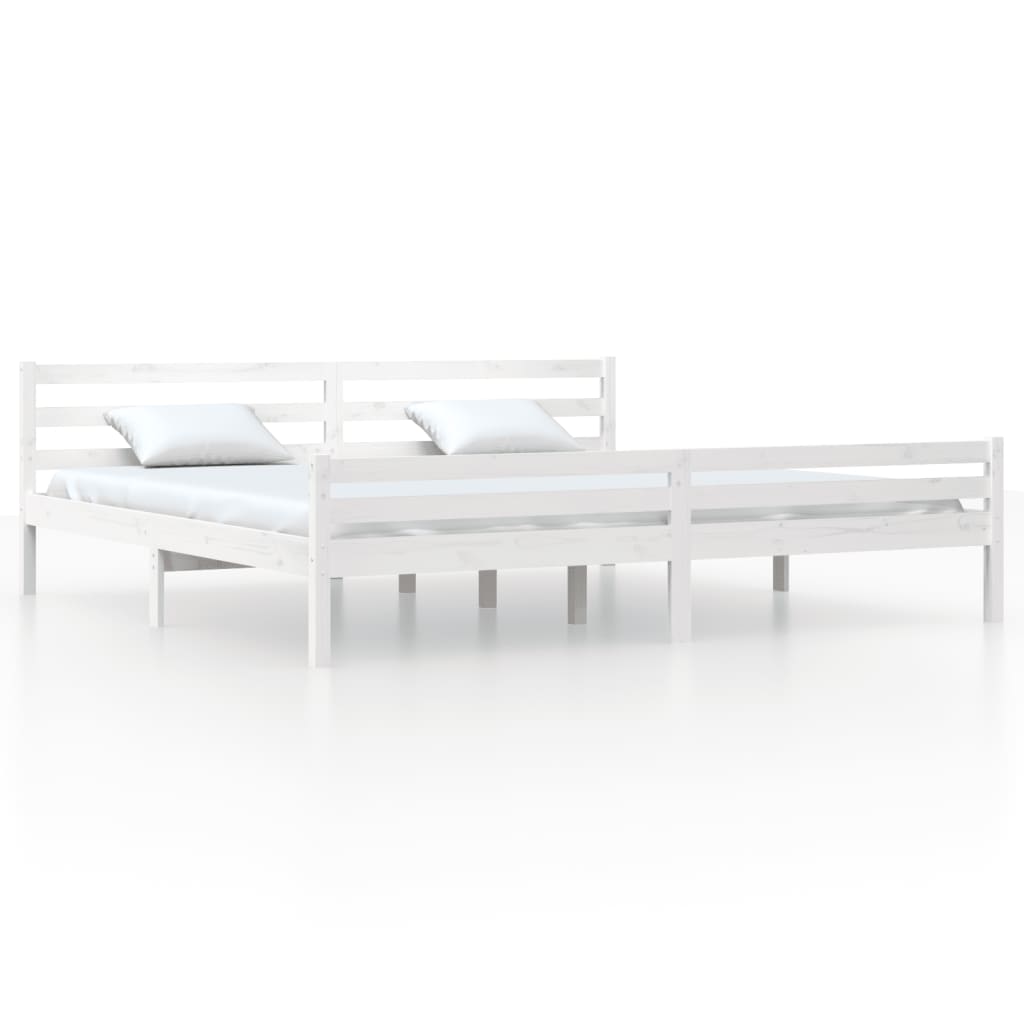 Cadru de pat Super King, alb, 180x200 cm, lemn masiv - Lando