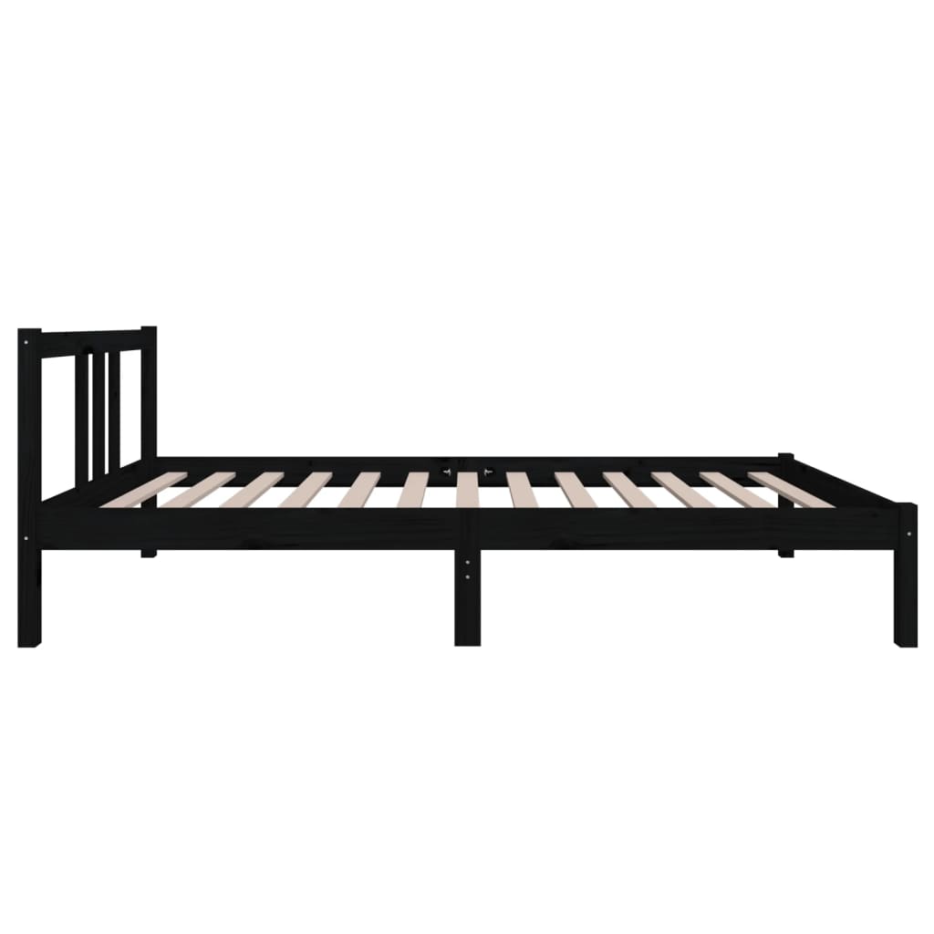 Cadru de pat single, negru, 90x190 cm, lemn masiv - Lando