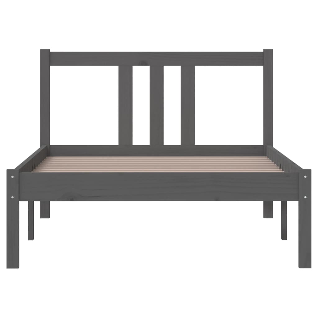 Cadru de pat, gri, 90x200 cm, lemn masiv - Lando