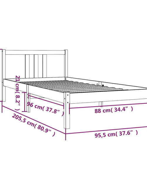 Încărcați imaginea în vizualizatorul Galerie, Cadru de pat, gri, 90x200 cm, lemn masiv - Lando
