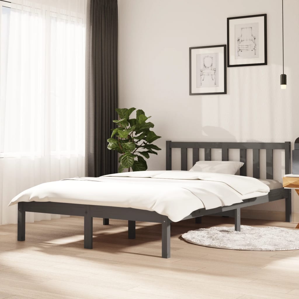 Cadru de pat, gri, 120x200 cm, lemn masiv de pin - Lando