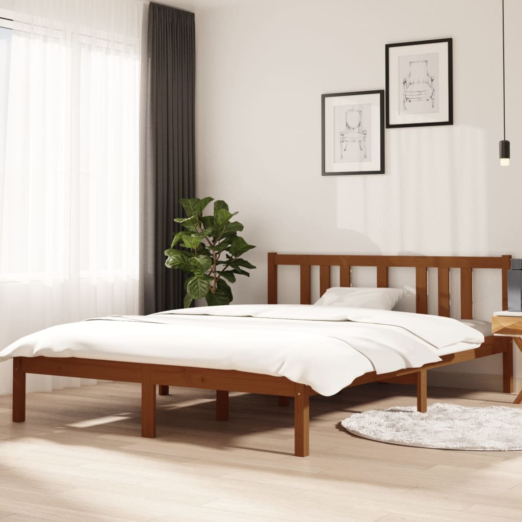 Cadru de pat, maro miere, 140x200 cm, lemn masiv de pin - Lando