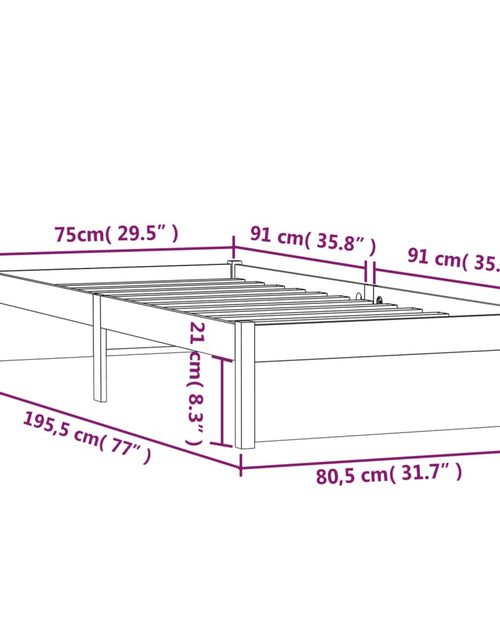 Încărcați imaginea în vizualizatorul Galerie, Cadru de pat mic single, 75x190 cm, lemn masiv - Lando
