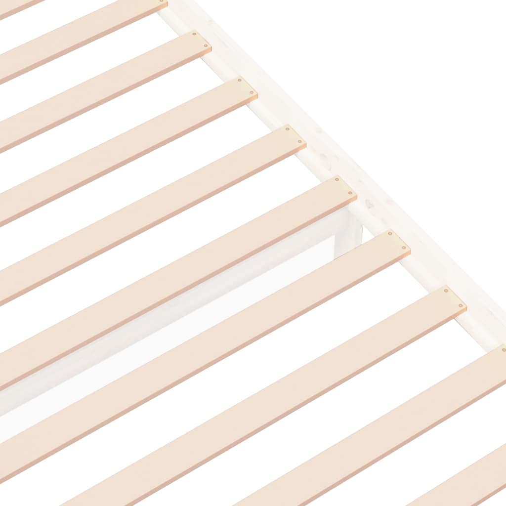 Cadru de pat mic single, alb, 75x190 cm, lemn masiv - Lando