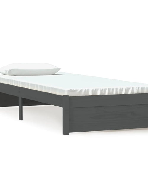Încărcați imaginea în vizualizatorul Galerie, Cadru de pat mic single, gri, 75x190 cm, lemn masiv - Lando
