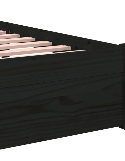 Загрузите изображение в средство просмотра галереи, Cadru de pat mic single, negru, 75x190 cm, lemn masiv - Lando
