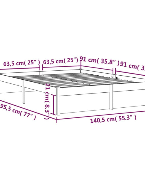 Încărcați imaginea în vizualizatorul Galerie, Cadru de pat dublu, gri, 135x190 cm, lemn masiv - Lando
