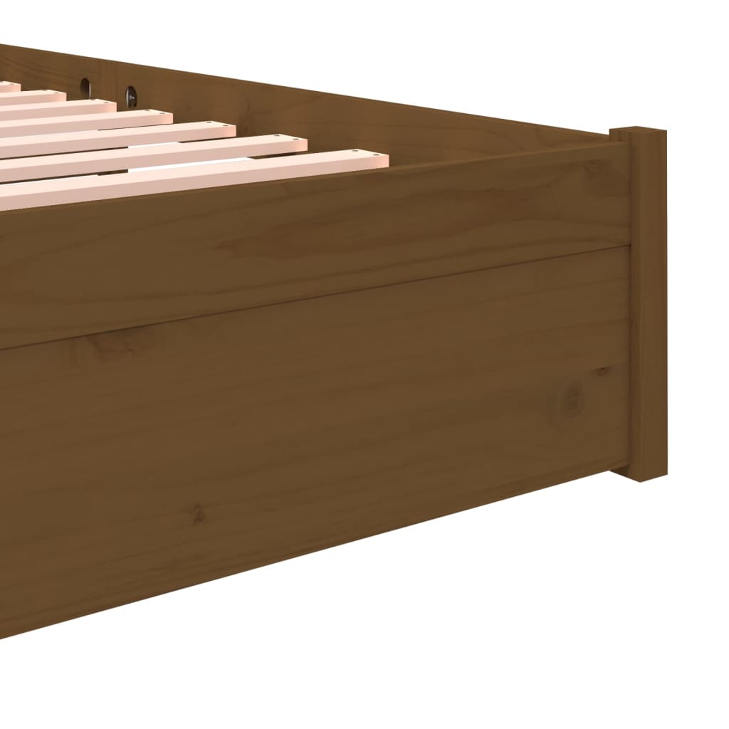 Cadru de pat dublu, maro miere, 135x190 cm, lemn masiv - Lando