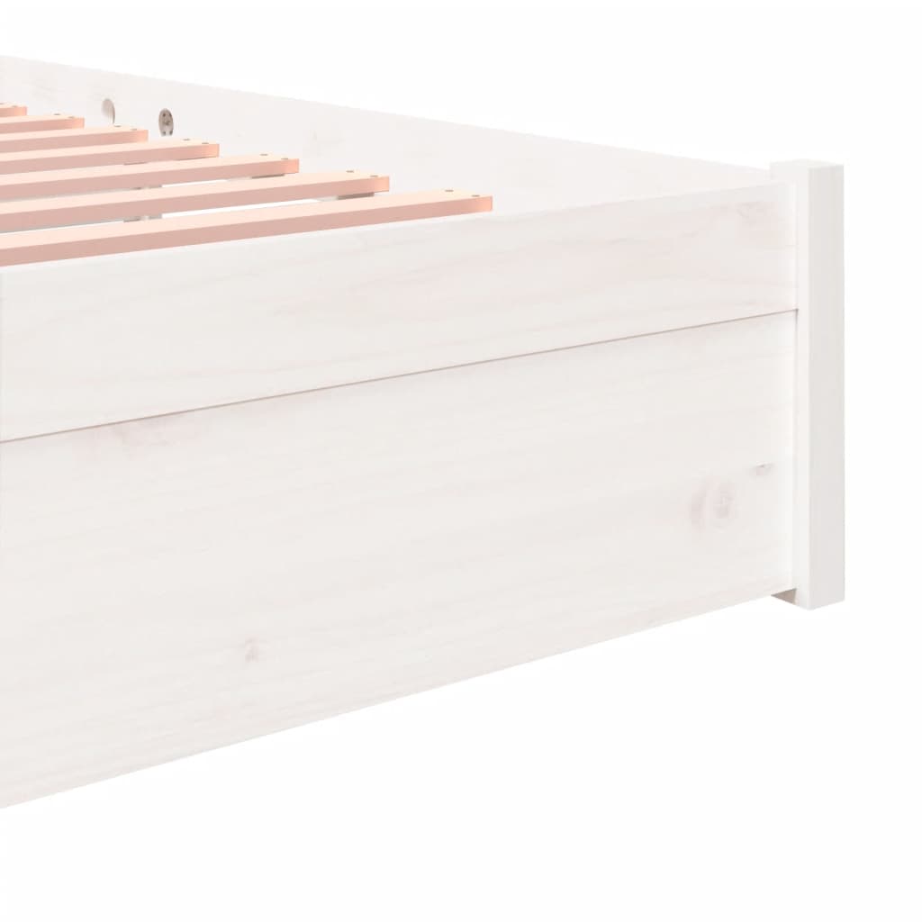 Cadru de pat, alb, 140x190 cm, lemn masiv de pin - Lando