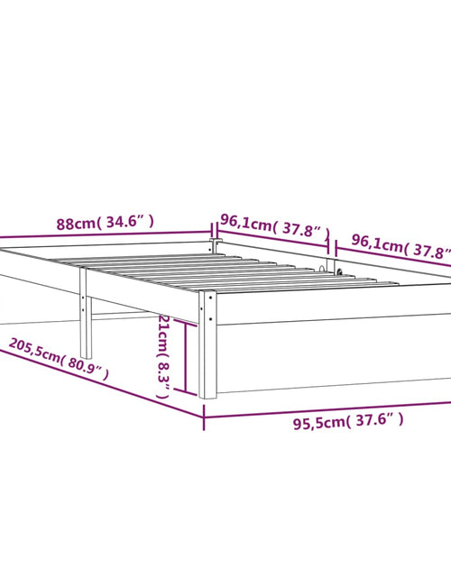 Загрузите изображение в средство просмотра галереи, Cadru de pat, gri, 90x200 cm, lemn masiv - Lando
