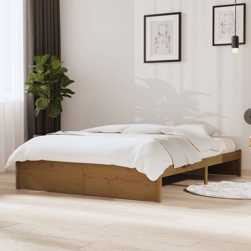 Cadru de pat, maro miere, 140x200 cm, lemn masiv - Lando