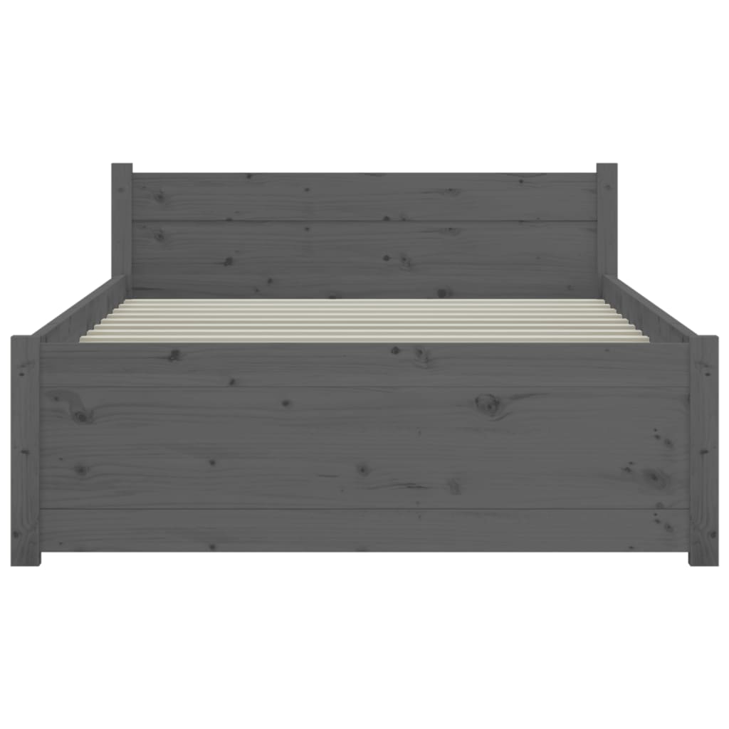 Cadru de pat mic single, gri, 75x190 cm, lemn masiv - Lando