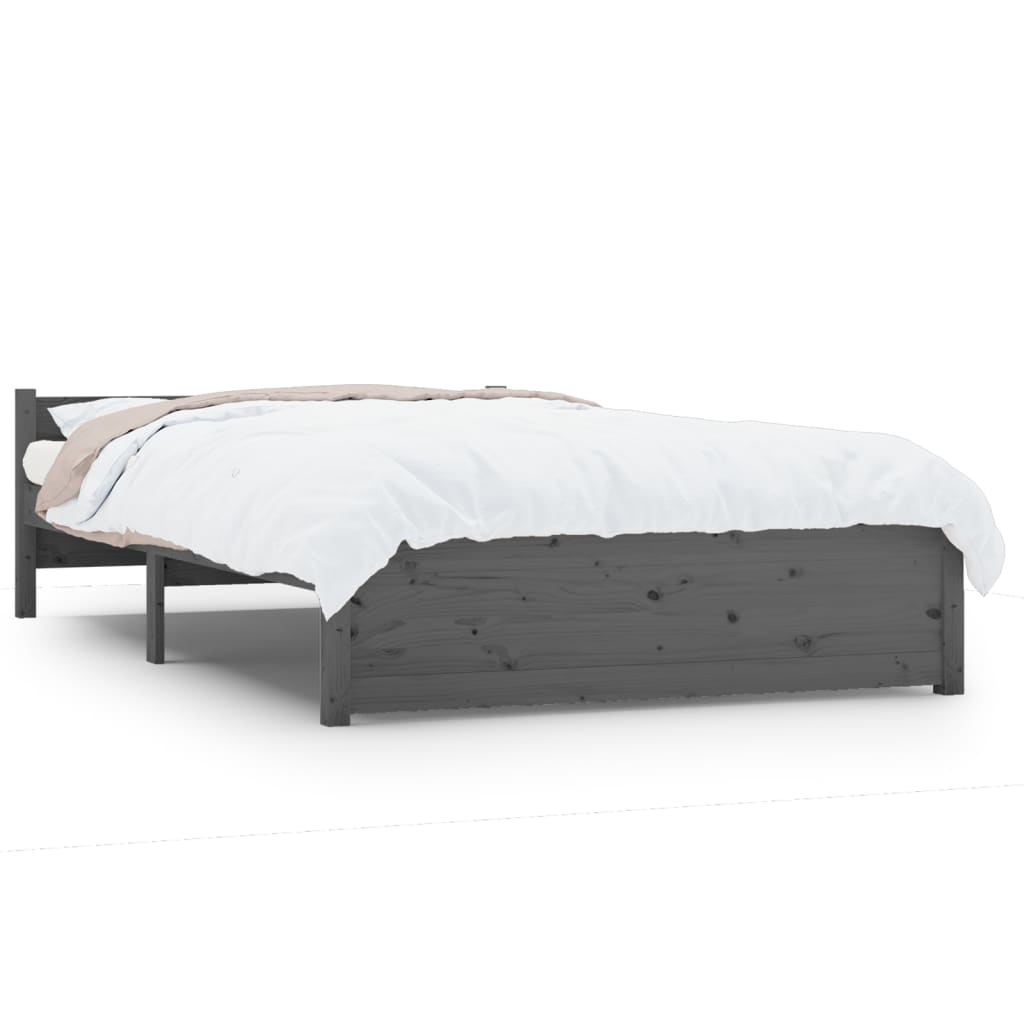 Cadru de pat dublu, gri, 135x190 cm, lemn masiv - Lando