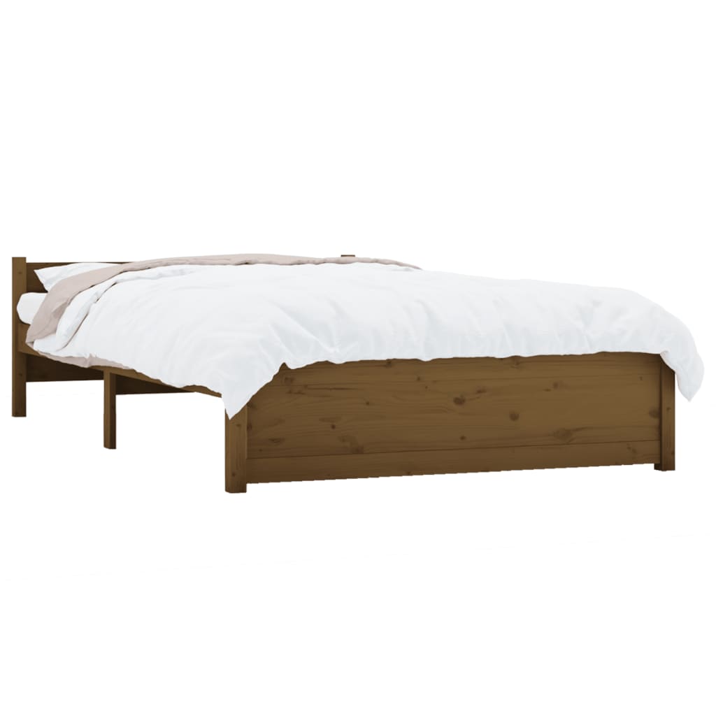 Cadru de pat dublu, maro miere, 135x190 cm, lemn masiv - Lando