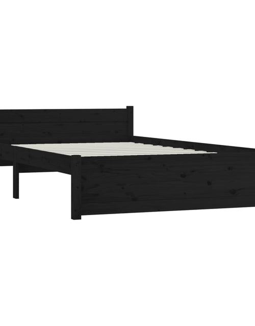 Încărcați imaginea în vizualizatorul Galerie, Cadru de pat dublu, negru, 135x190 cm, lemn masiv - Lando
