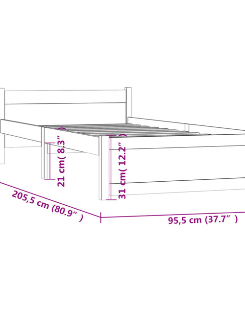 Загрузите изображение в средство просмотра галереи, Cadru de pat, alb, 90x200 cm, lemn masiv - Lando
