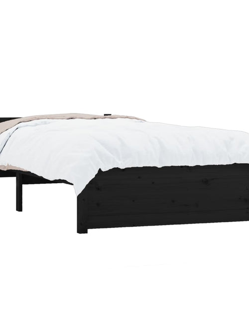 Încărcați imaginea în vizualizatorul Galerie, Cadru de pat, negru, 90x200 cm, lemn masiv - Lando
