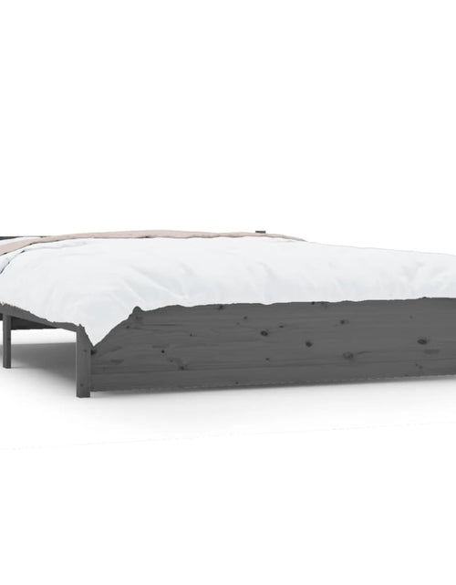 Încărcați imaginea în vizualizatorul Galerie, Cadru de pat King Size, gri, 150x200 cm, lemn masiv - Lando
