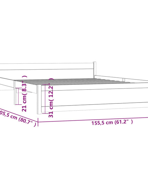 Încărcați imaginea în vizualizatorul Galerie, Cadru de pat King Size, gri, 150x200 cm, lemn masiv - Lando
