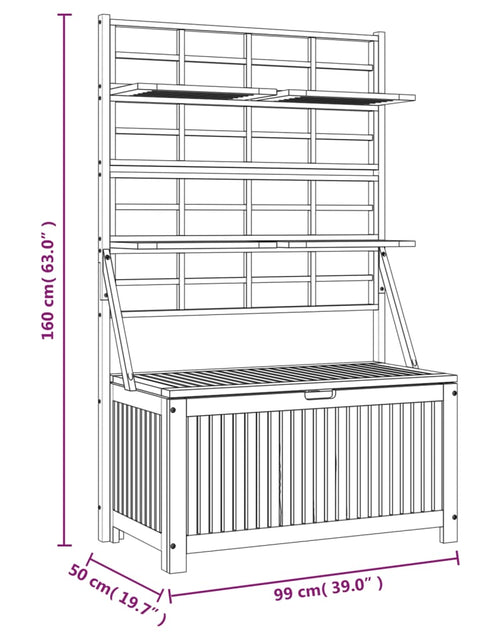 Загрузите изображение в средство просмотра галереи, Cutie de depozitare cu spalier, gri, 99x50x160 cm, lemn acacia - Lando
