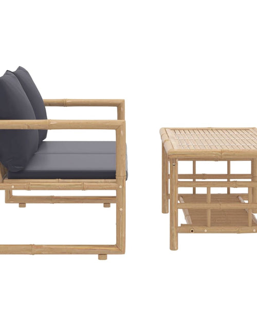 Încărcați imaginea în vizualizatorul Galerie, Set mobilier de grădină cu perne gri închis, 2 piese, bambus Lando - Lando
