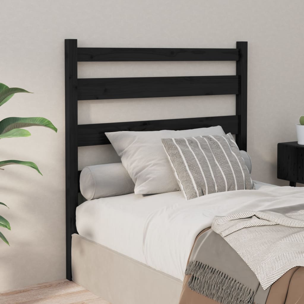 Tăblie de pat, negru, 81x4x100 cm, lemn masiv de pin - Lando