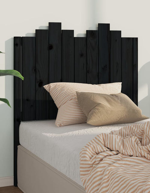 Încărcați imaginea în vizualizatorul Galerie, Tăblie de pat, negru, 96x4x110 cm, lemn masiv de pin - Lando
