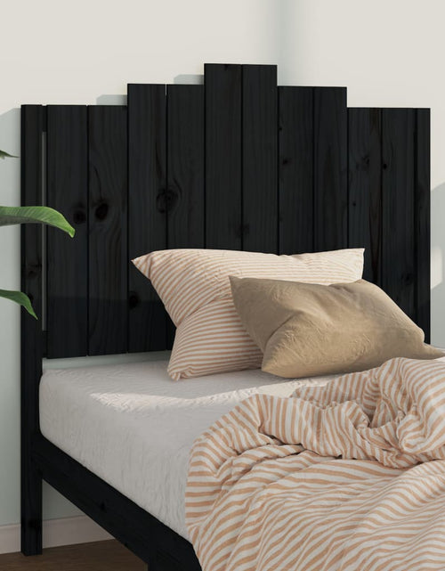 Încărcați imaginea în vizualizatorul Galerie, Tăblie de pat, negru, 106x4x110 cm, lemn masiv de pin - Lando
