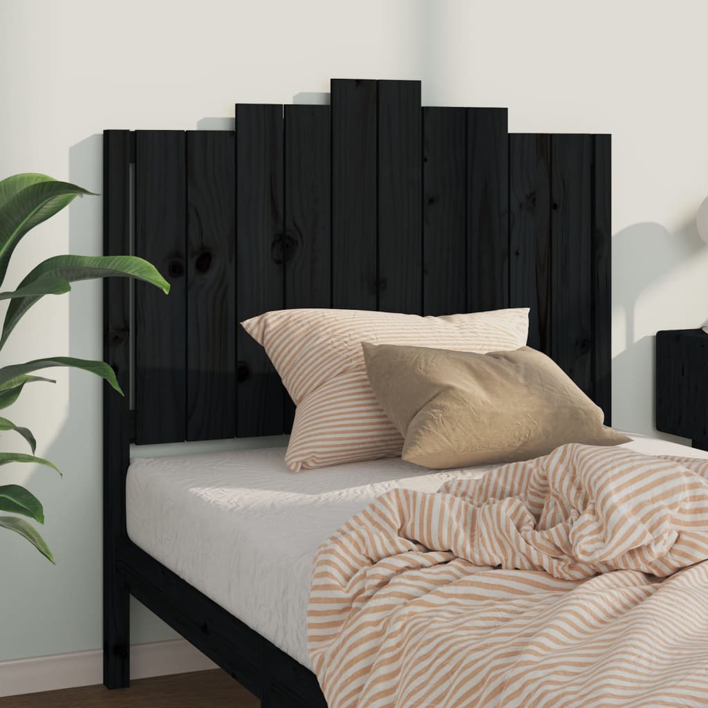 Tăblie de pat, negru, 106x4x110 cm, lemn masiv de pin - Lando