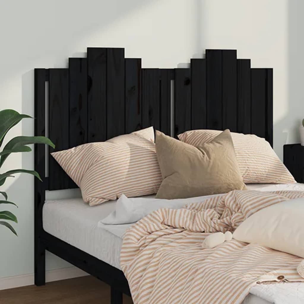 Tăblie de pat, negru, 146x4x110 cm, lemn masiv de pin - Lando