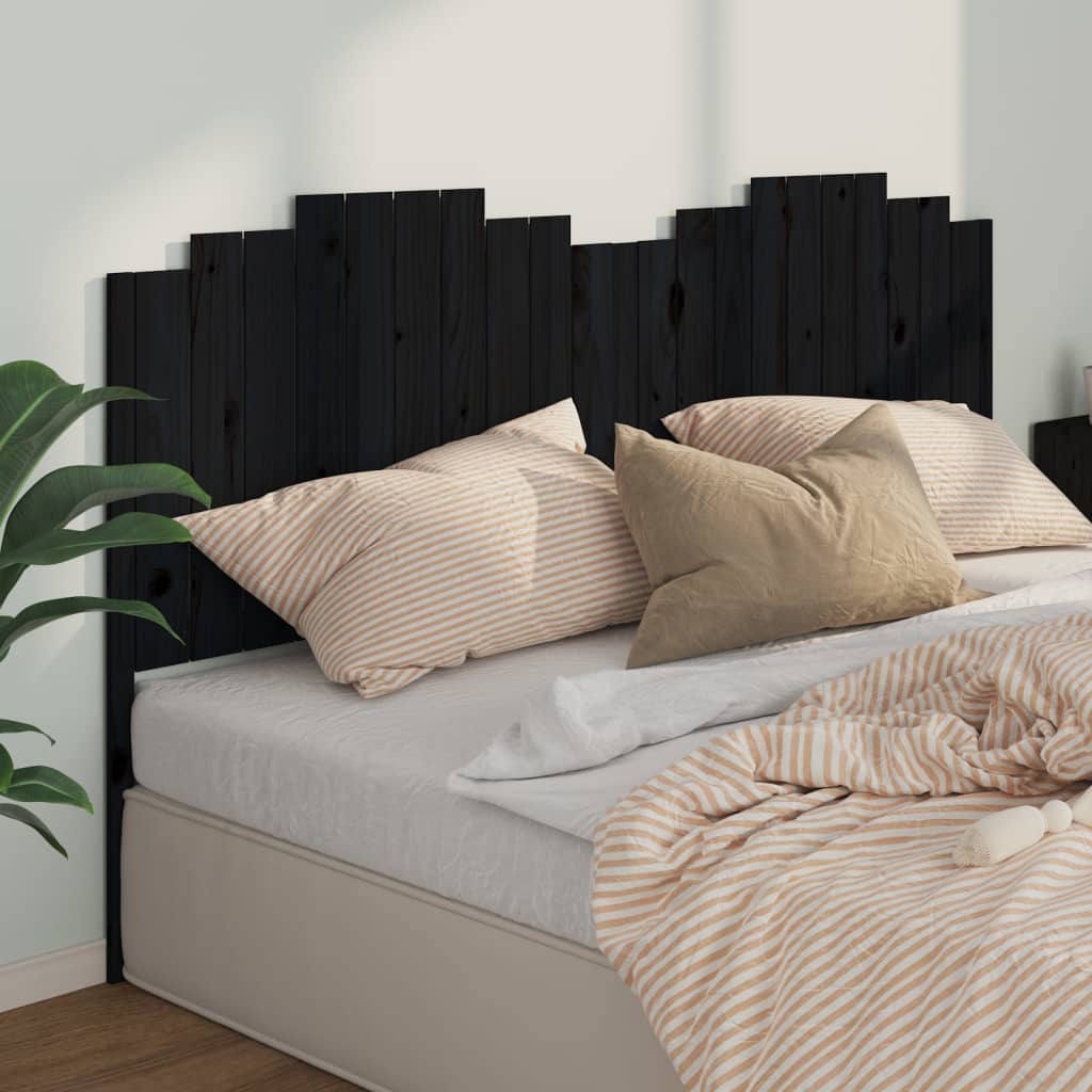 Tăblie de pat, negru, 206x4x110 cm, lemn masiv de pin - Lando