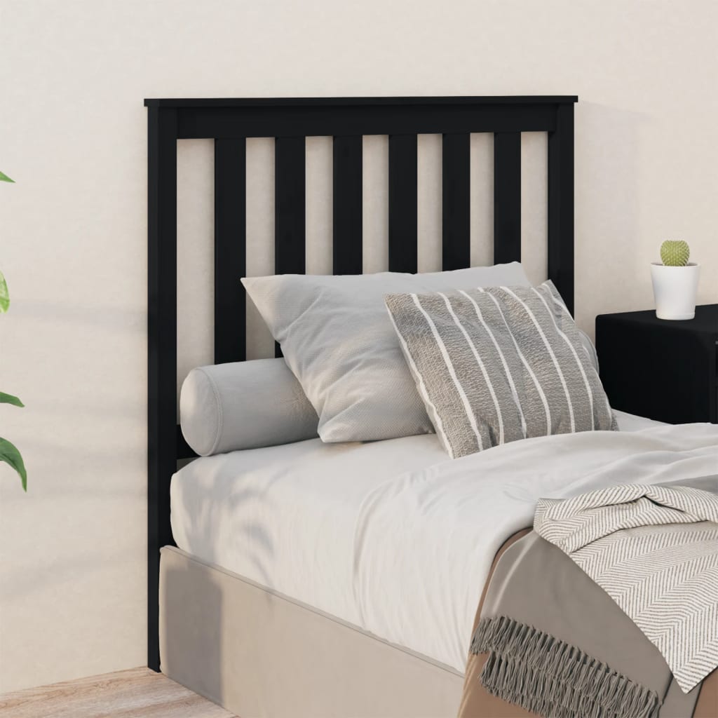 Tăblie de pat, negru, 96x6x101 cm, lemn masiv de pin - Lando